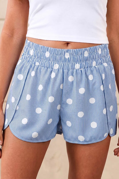 Polka Dot Striped Elastic Waist Shorts New Era Fashion LLc
