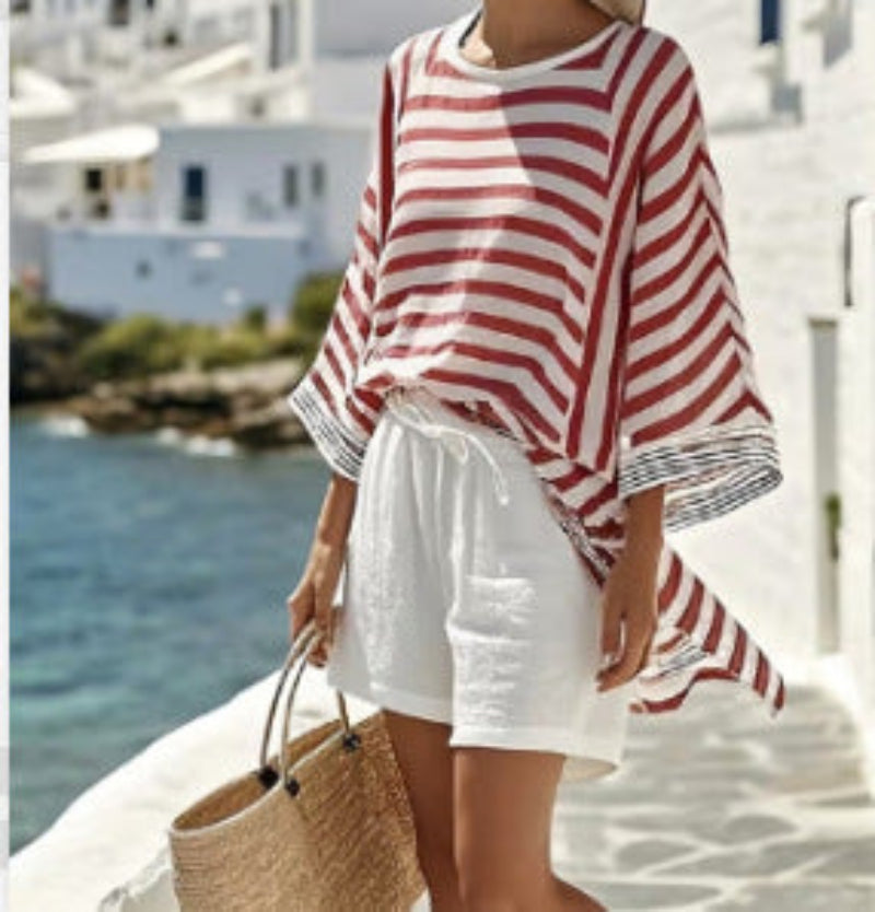 Women’s Striped Ramie Bamboo Two Piece Set FitiqueFit