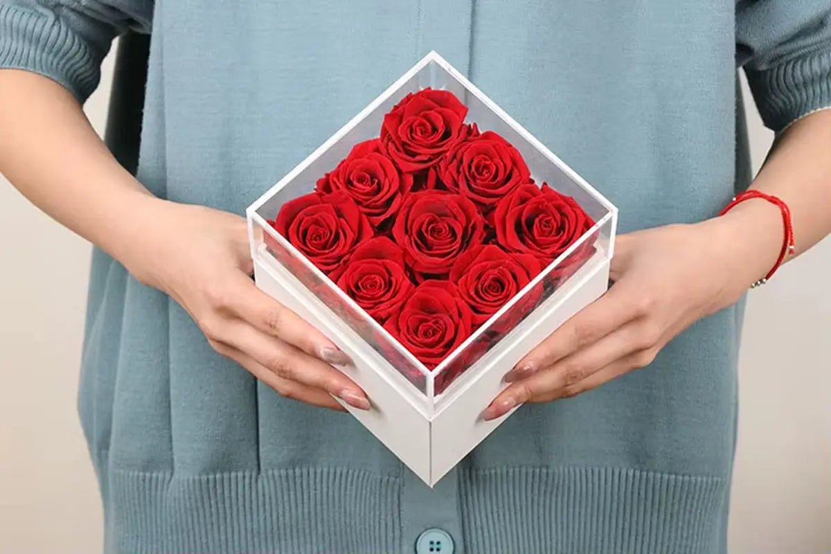 Elegant Custom Logo Preserved Roses Gift Box - Perfect for Mother's Day and Special Occasions