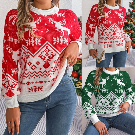 Casual Deer Pattern Long-Sleeve Hoodie Sweater for Women FitiqueFit