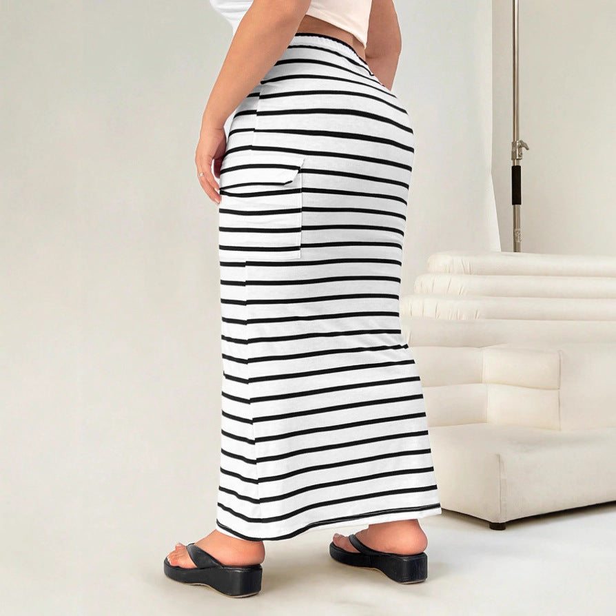 Knitted Simple Pocket Slim-fit Hip Skirt Grayceful LLC