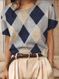 Women's Retro Short-Sleeve Jacquard Knit Top FitiqueFit