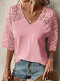 V-Neck Lace Hollow Loose Shirt