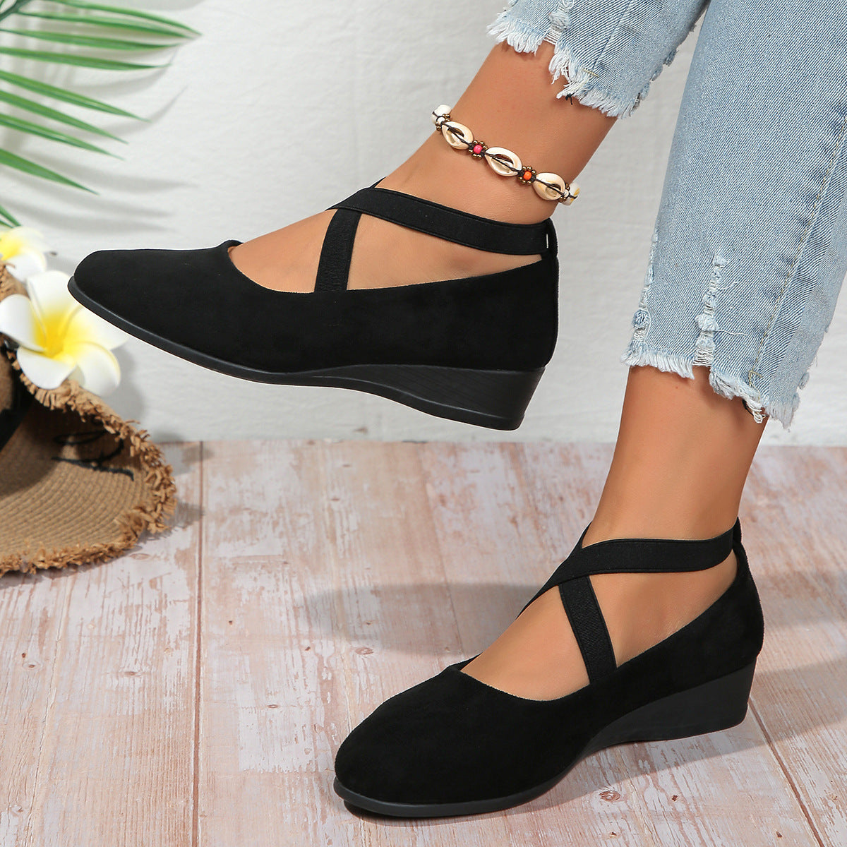 Elastic Band Platform Wedge Pumps – 6 Colors EU 35–43 FitiqueFit