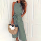 Casual Striped Jumpsuits Summer Cap Sleeve Wide Leg Jumper FitiqueFit