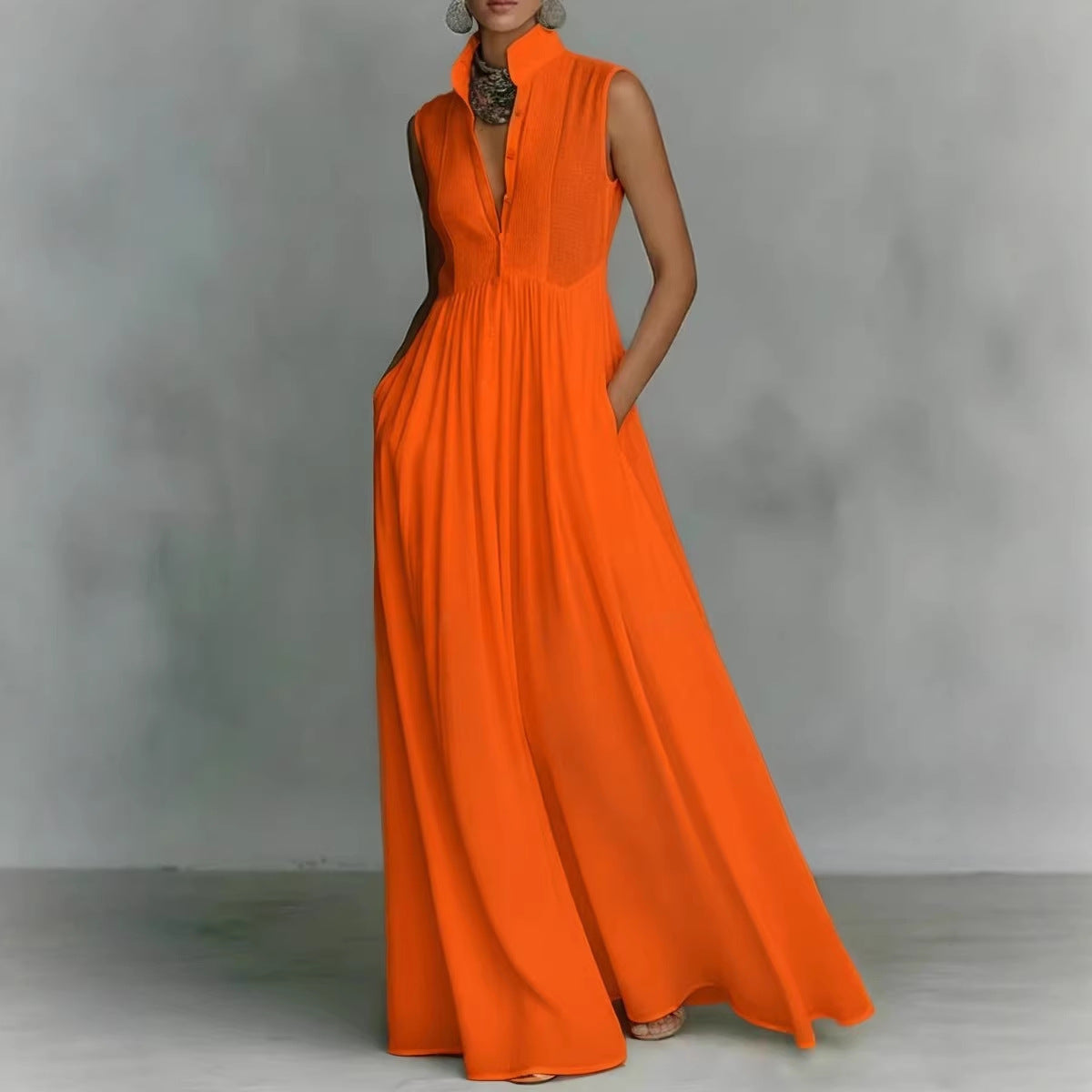 Women's French-Style High-Waist Midi Dress with Ribbon Tie FitiqueFit
