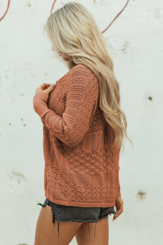 Solid Hollow Knit Open-Front Cardigan Shop Style & More | Fresh Looks, Everyday Deals & Free Shipping