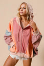 Double Take Full Size Color Block Zip Up Hoodie See size chart under “more details” The Fashion Celestial