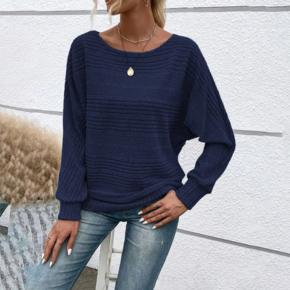 Women’s Textured Round-Neck Long-Sleeve Pullover FitiqueFit