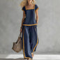 Solid Color Shirt & Wide-Leg Trousers Two-Piece Set FitiqueFit