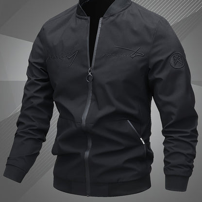 Men'S Letter Embroidered Casual Bomber Jacket, Mens Winter Jackets And Coats, Fridays Items, Mens Gifts Ideas, Gifts for Men, Thermal Wear for Men, Christmas Gifts, Suitable for Everyday Life, Home, Outdoor, Work, And Leisure NovaCart