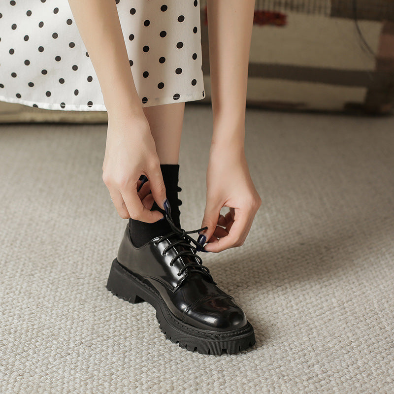 Women’s Solid-Color Retro Slip-On Platform Shoes FitiqueFit