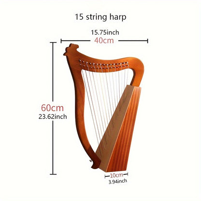 19 String 15 String Lyre Harp Mahogany Solid Wooden High Quality Portable Musical Instrument Stringed Instrument with Tuning Wrench Eid Al-Adha Mubarak NovaCart