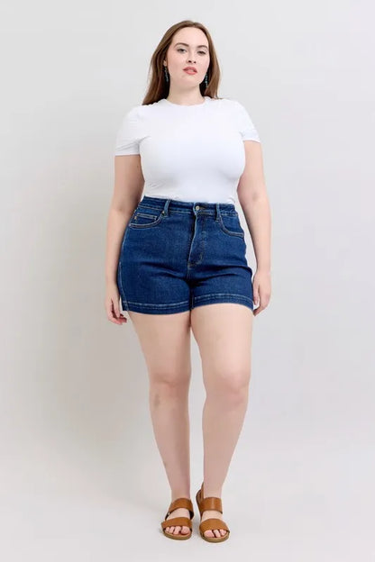 Judy Blue Full Size High Waist Tummy Control Denim Shorts Plus Size New Era Fashion LLc