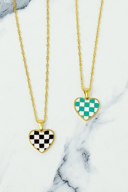 Checkered Heart Necklace Shop Style & More | Fresh Looks, Everyday Deals & Free Shipping