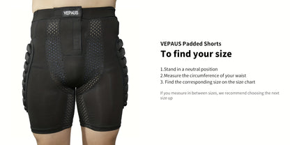 VEPAUS Breathable 3D Padded Shorts for Ice Hockey, Snowboarding, Gymnastics, Roller Skating - Moisture Wicking, Flexible, High Stretch Polyester Knit Fabric, Regular Fit, Four Seasons Sports Gear NovaCart