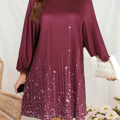 Elegant Floral Curvy Fit Deep Purple Maxi Dress