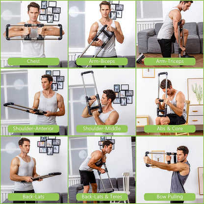 Push down Bar Machine - Chest Expander at Home Workout Equipment for Chest, Arm, Shoulder, Abs and Back - Portable Upper Body Trainer for Home, Travel or Outdoors