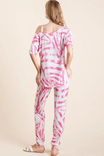 BiBi Zebra Print French Terry Top and Pants Set New Era Fashion LLc