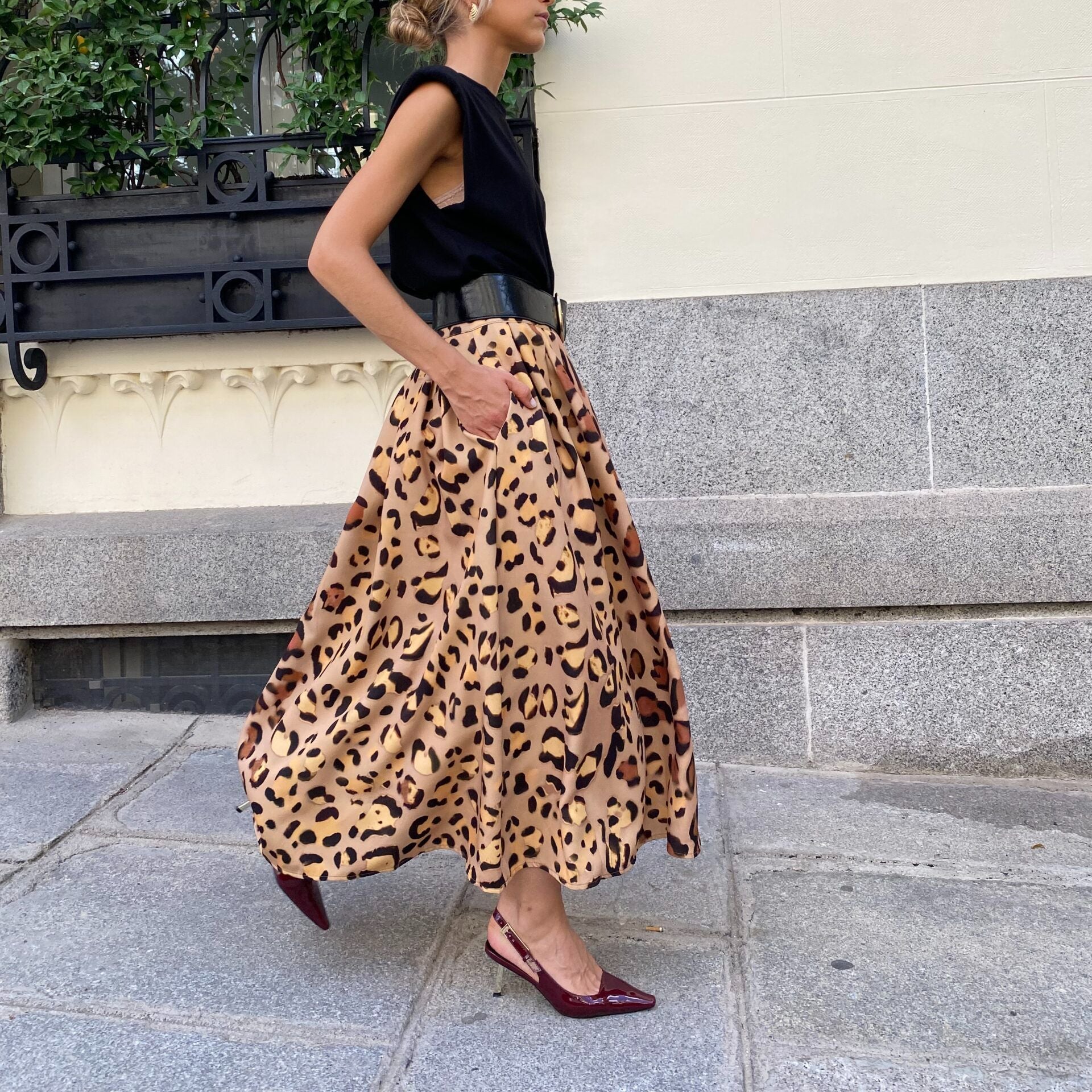 Women's All-match Leopard Print Elegant Big Hem Skirt Grayceful LLC