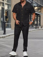 Men's Full Size Casual Short Sleeve Shirt and Pants Set Plus Size New Era Fashion LLc