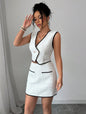 Sleeveless Irregular Top & Color-Block Pocket A-Line Skirt Set FitiqueFit