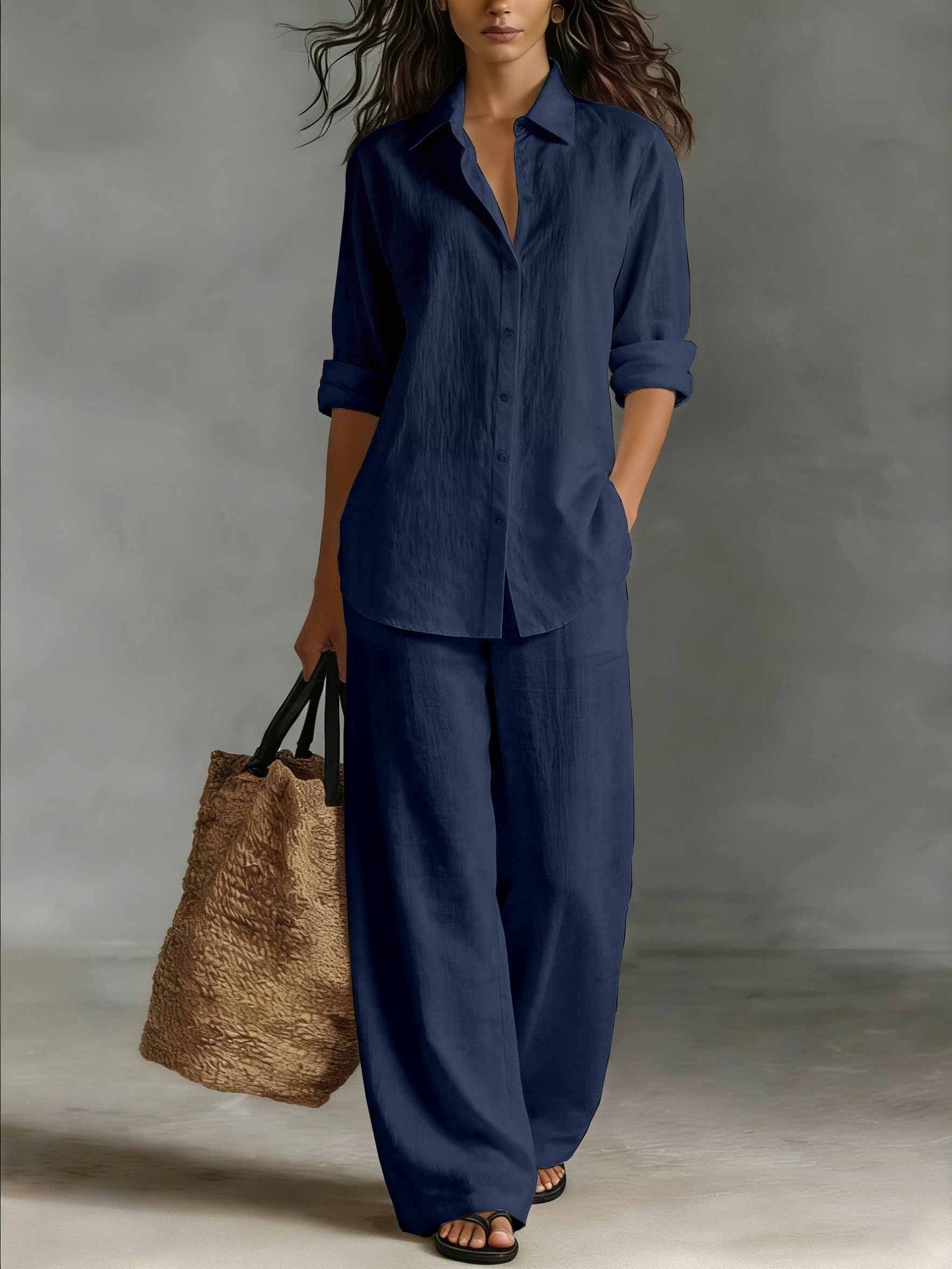 Women's Bohemian Cotton-Linen Top & Pants Set – Resort Lounge Co-ord FitiqueFit