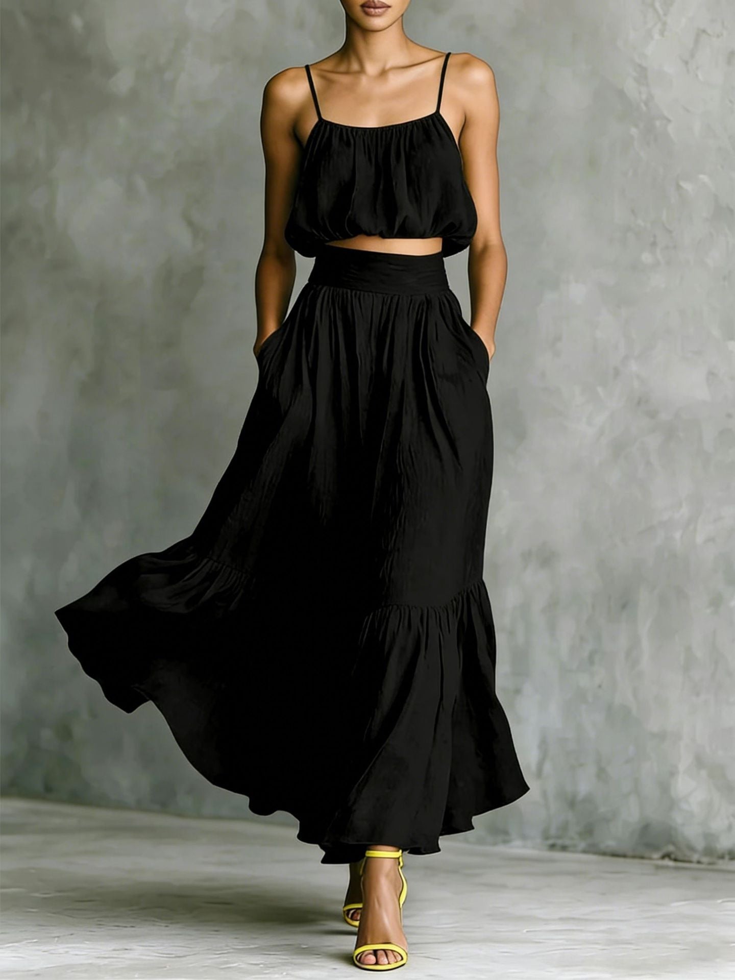 Women’s Two-Piece Flared Skirt Set – High-Waist Elegant Outfit FitiqueFit