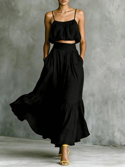 Women’s Two-Piece Flared Skirt Set – High-Waist Elegant Outfit FitiqueFit