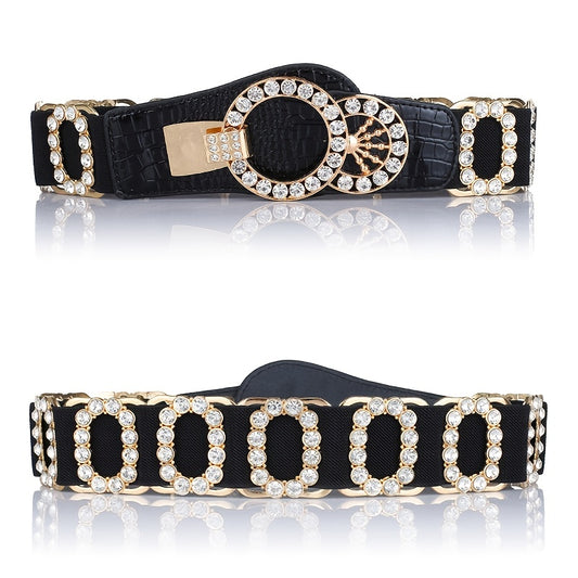 Women's Waist Belt Stretch Belt Women's Loose Elastic Belt Rhinestone Belt For Women NovaCart