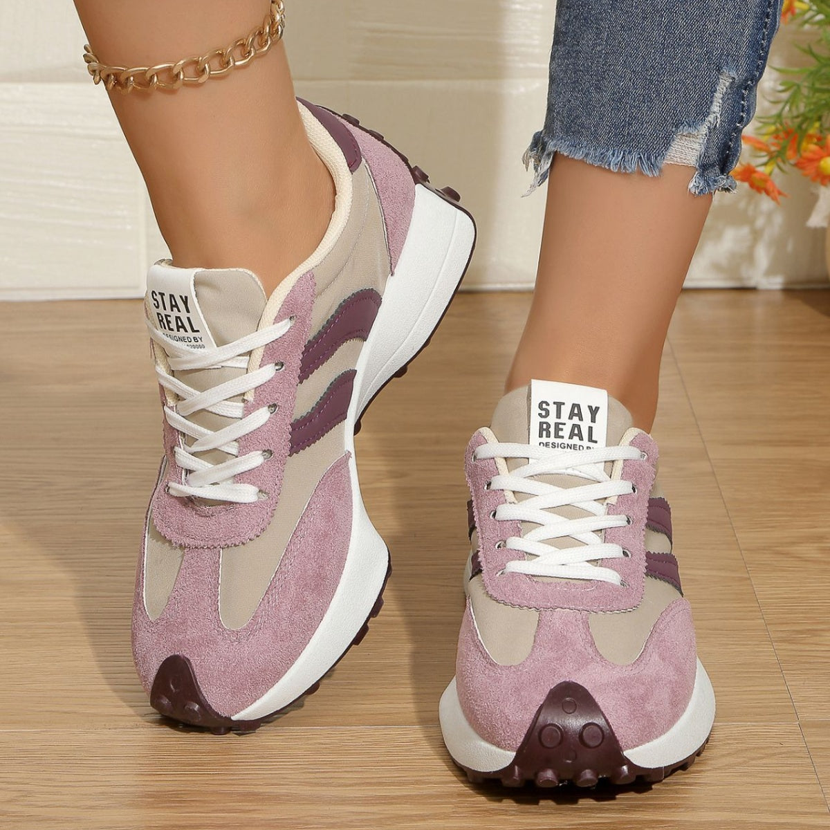 Round Toe Lace Up Sneakers New Era Fashion LLc