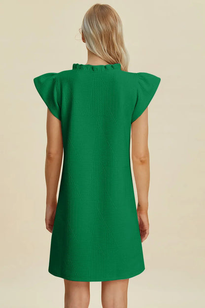 Double Take Full Size Ruffled V-Neck Cap Sleeve Dress West2East Surf