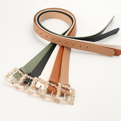 2023 Women'S Fashion Accessory, Elegant Alloy Rhinestone Pin Buckle Belt, Versatile Dress Decorative Accessory, Casual & Sporty Style, Hand Washable - Ideal for Weekend and Festive Occasions, Weekend Casual Wear|Elegant Acces NovaCart