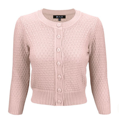 Cute Pattern Cropped Cardigan Sweater  3/4 Sleeve Shop Style & More | Fresh Looks, Everyday Deals & Free Shipping