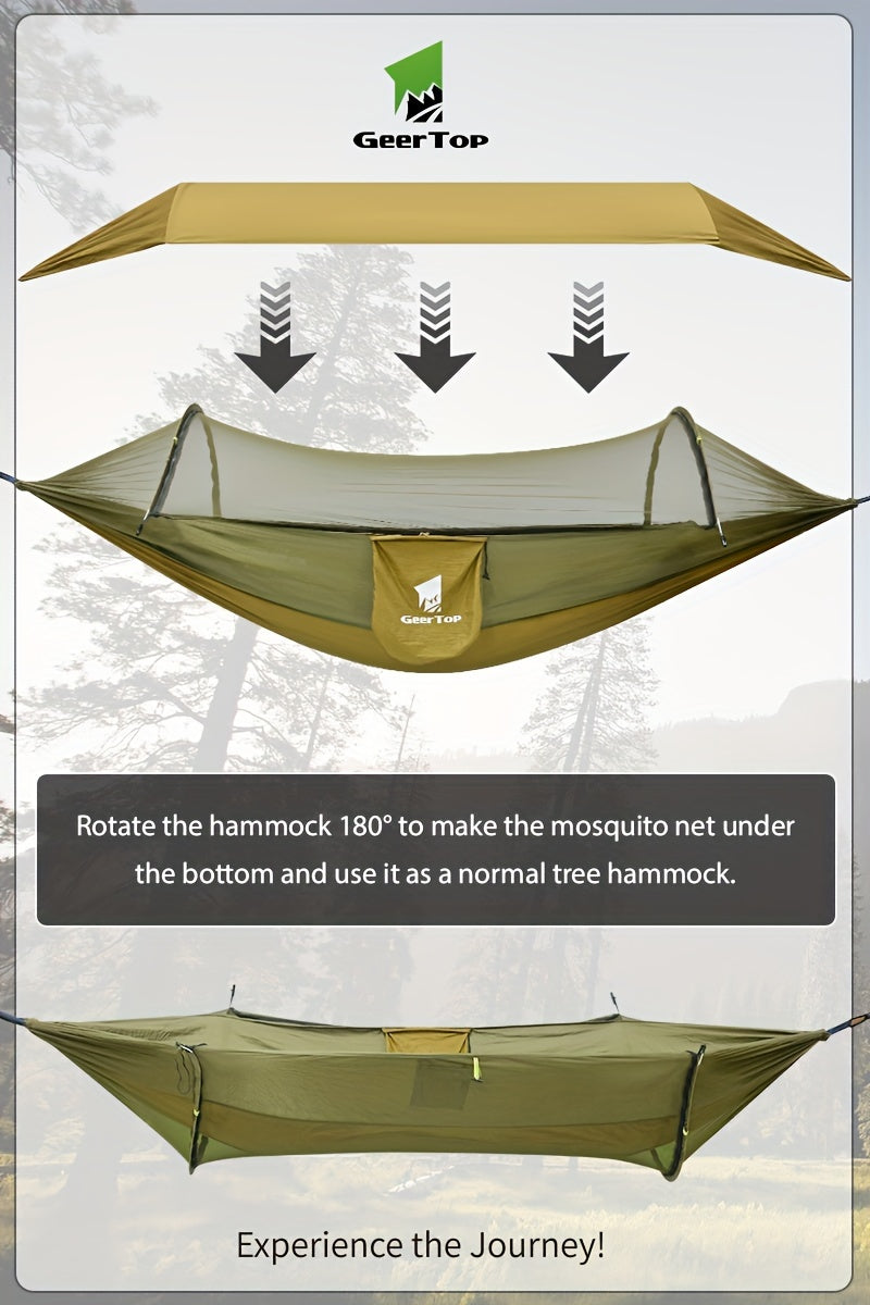 [3-in-1 Hammock] GEERTOP 3-in-1 Outdoor Hammock | Double Sleep Rest Camping Hammock with Mosquito Net Sun Shelter for Backpacking Travel Garden Park NovaCart