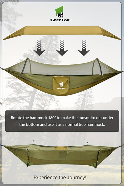 [3-in-1 Hammock] GEERTOP 3-in-1 Outdoor Hammock | Double Sleep Rest Camping Hammock with Mosquito Net Sun Shelter for Backpacking Travel Garden Park NovaCart