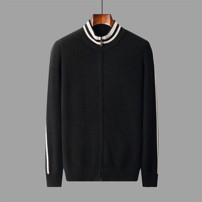 Men's Half-high Collar Knitted Slim-fitting All-matching Striped Sweater Grayceful LLC
