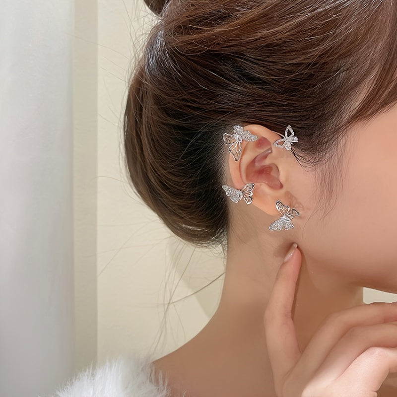 Elegant Butterfly Ear Clips | No-Piercing, All-Season, Plated K, Glass Mosaic, By Yugeweer NovaCart