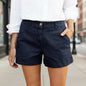 Women's High-Waisted Twill Cotton Bermuda Shorts FitiqueFit