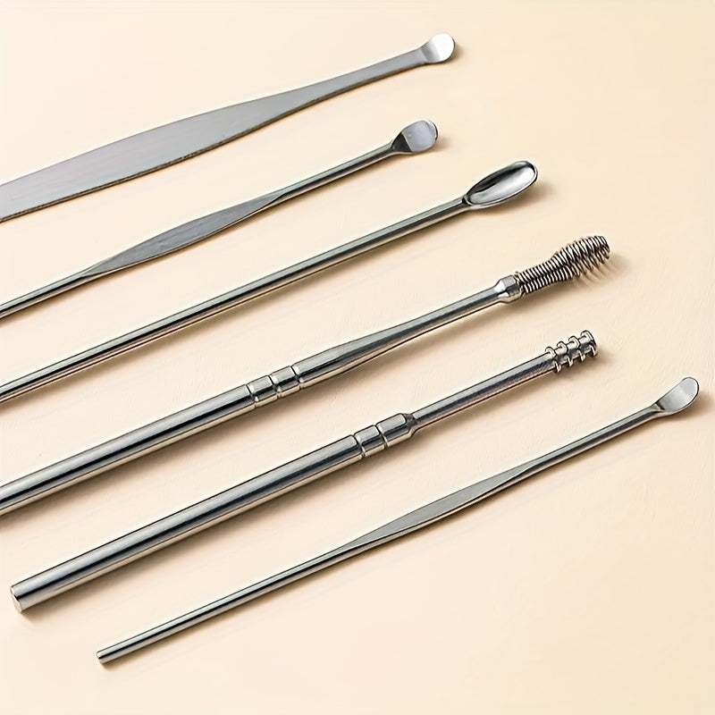 6pcs Spiral Spring Ear Cleaning Kit with Soft & Sturdy Ear Spoon & Probe Tools - Portable Manual Ear Wax Remover Set for Safe Ear Hygiene Care, Travel-Friendly Earwax Removal Tools (No Batteries/Electricity) NovaCart