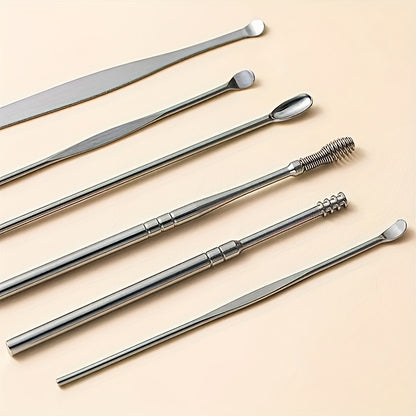 6pcs Spiral Spring Ear Cleaning Kit with Soft & Sturdy Ear Spoon & Probe Tools - Portable Manual Ear Wax Remover Set for Safe Ear Hygiene Care, Travel-Friendly Earwax Removal Tools (No Batteries/Electricity) NovaCart