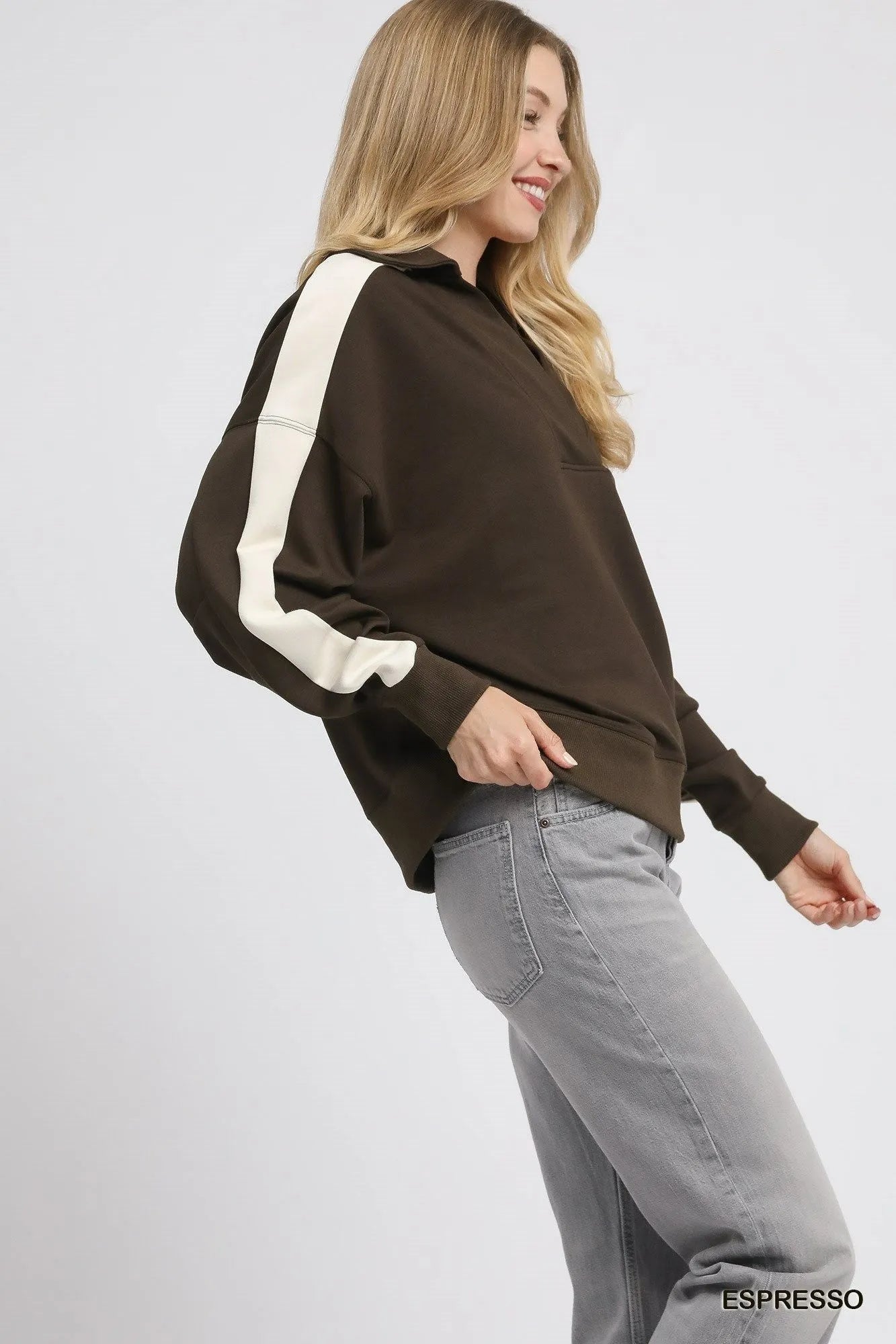Umgee Color Block Polo Sweatshirt West2East Surf