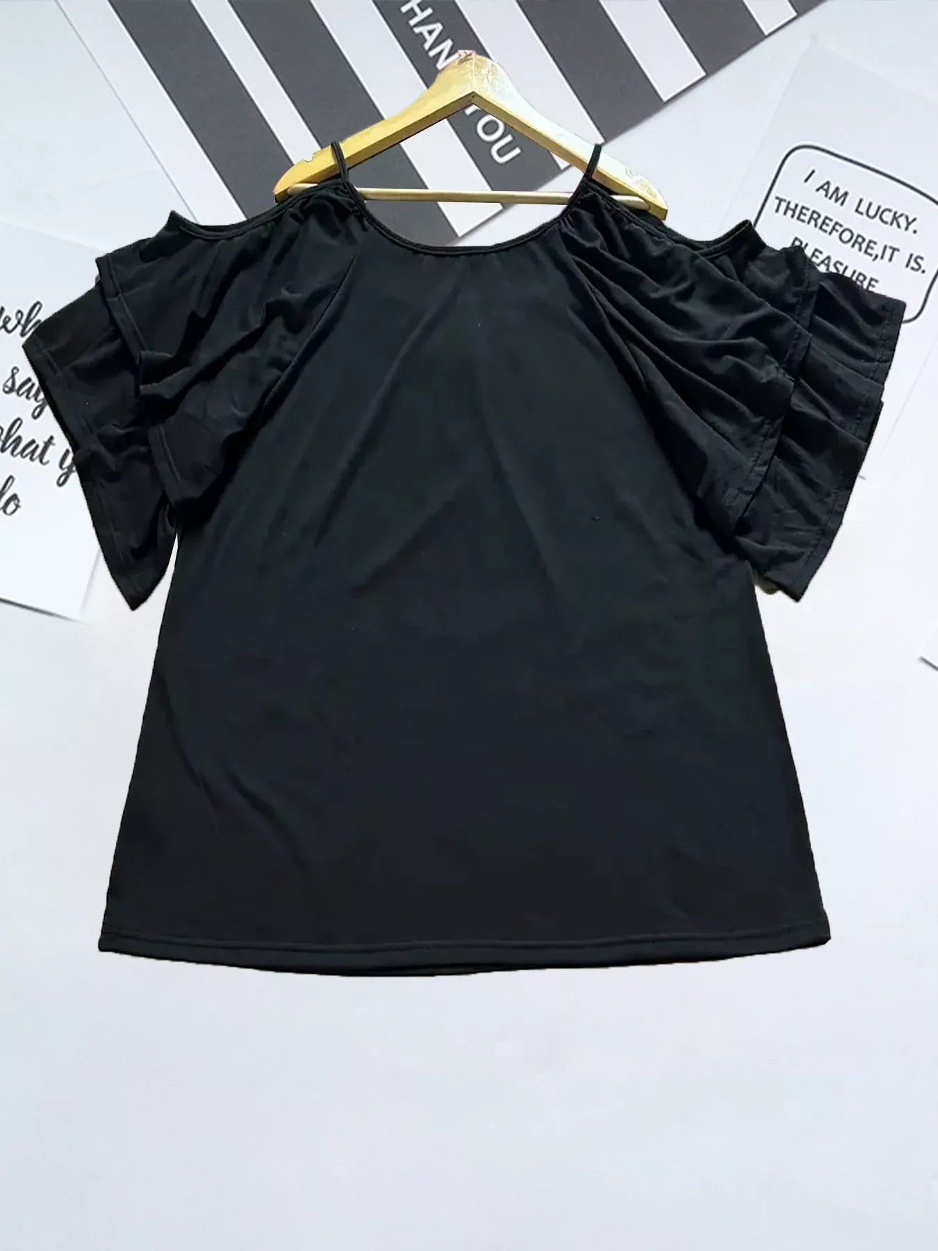 Cold Shoulder Ruffle Sleeve Top New Era Fashion LLc