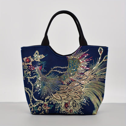 Wo 'S Embroidered Satchel Bag, Fashion Double Handle Purse, Retro Style Handbag with Removable Strap NovaCart