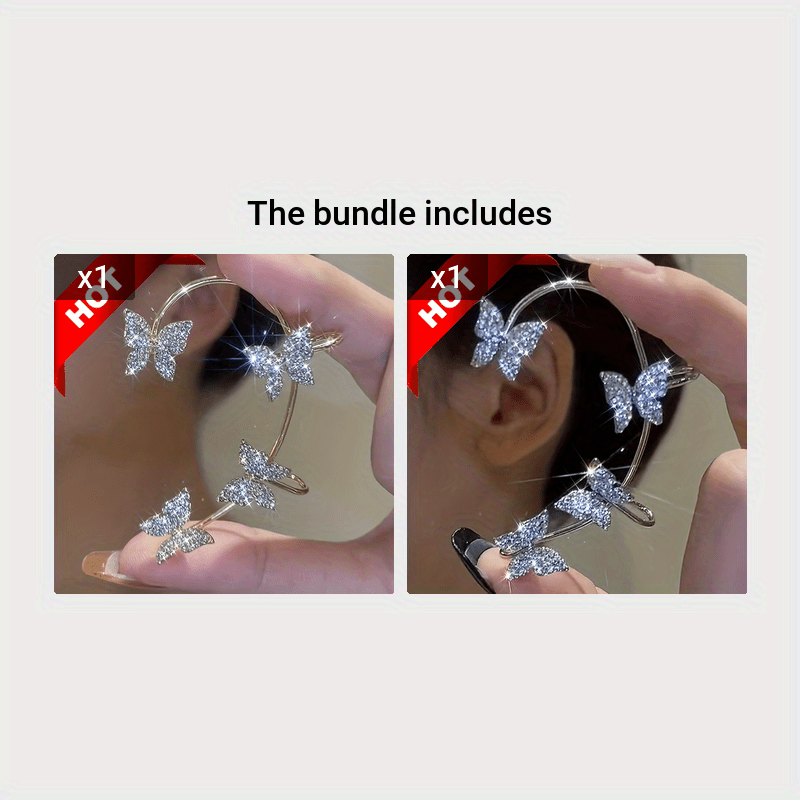 French-style Golden Sparkling Butterfly Luxury Butterfly Earrings NovaCart