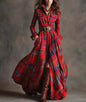 Women's Plus Size Plaid Print Long Sleeve Shirt Dress with Pockets FitiqueFit