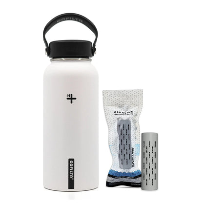 Alkaline Water Bottle 32 Oz - Insulated Water Bottle That Creates 9.5 Ph Alkaline Water