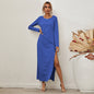 Long Sleeve Casual Long Dress With Split Buttons Grayceful LLC