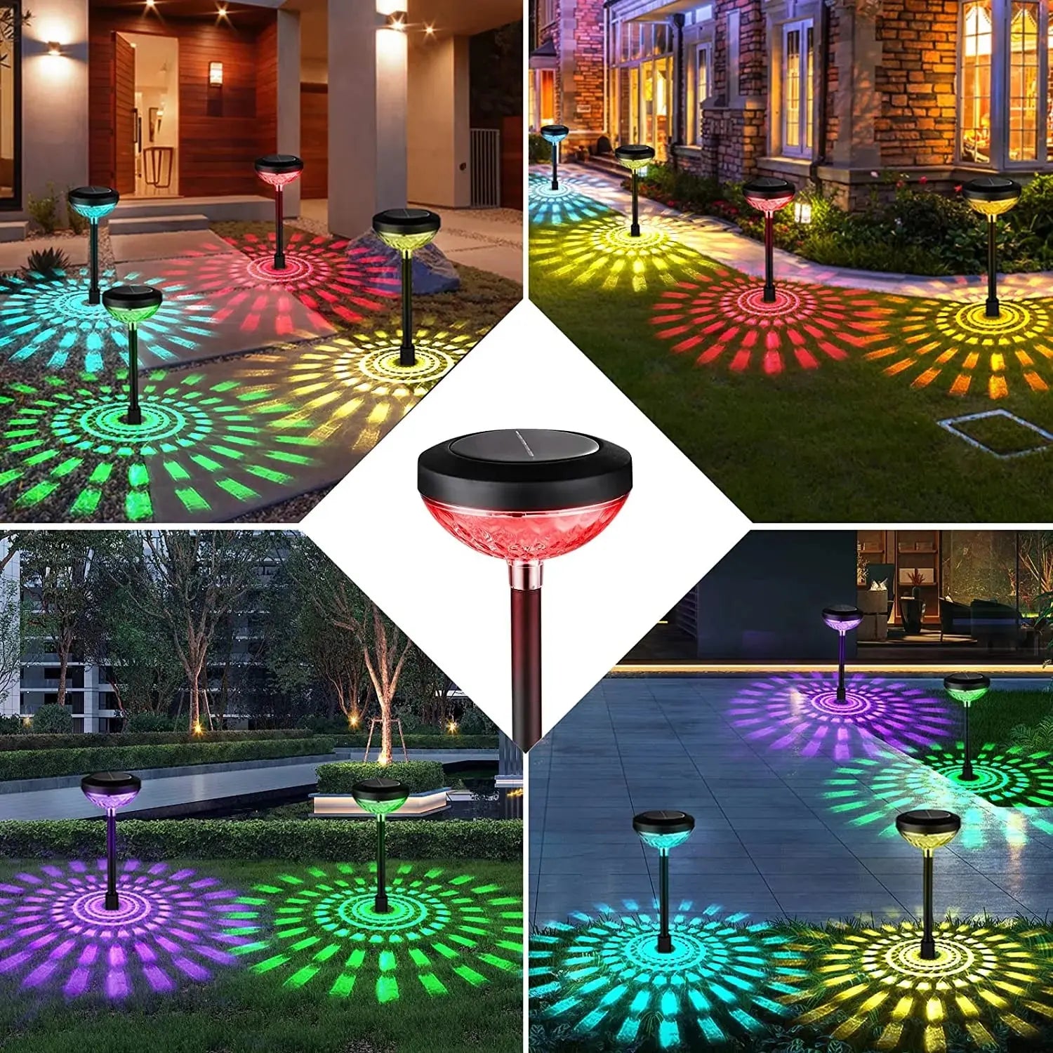 Transform Your Outdoor Space with Rirool's 6 Pack Dual Mode Waterproof Solar Pathway Lights - Illuminate Your Walkway, Garden, and Patio in Stunning White & Multi-Color!