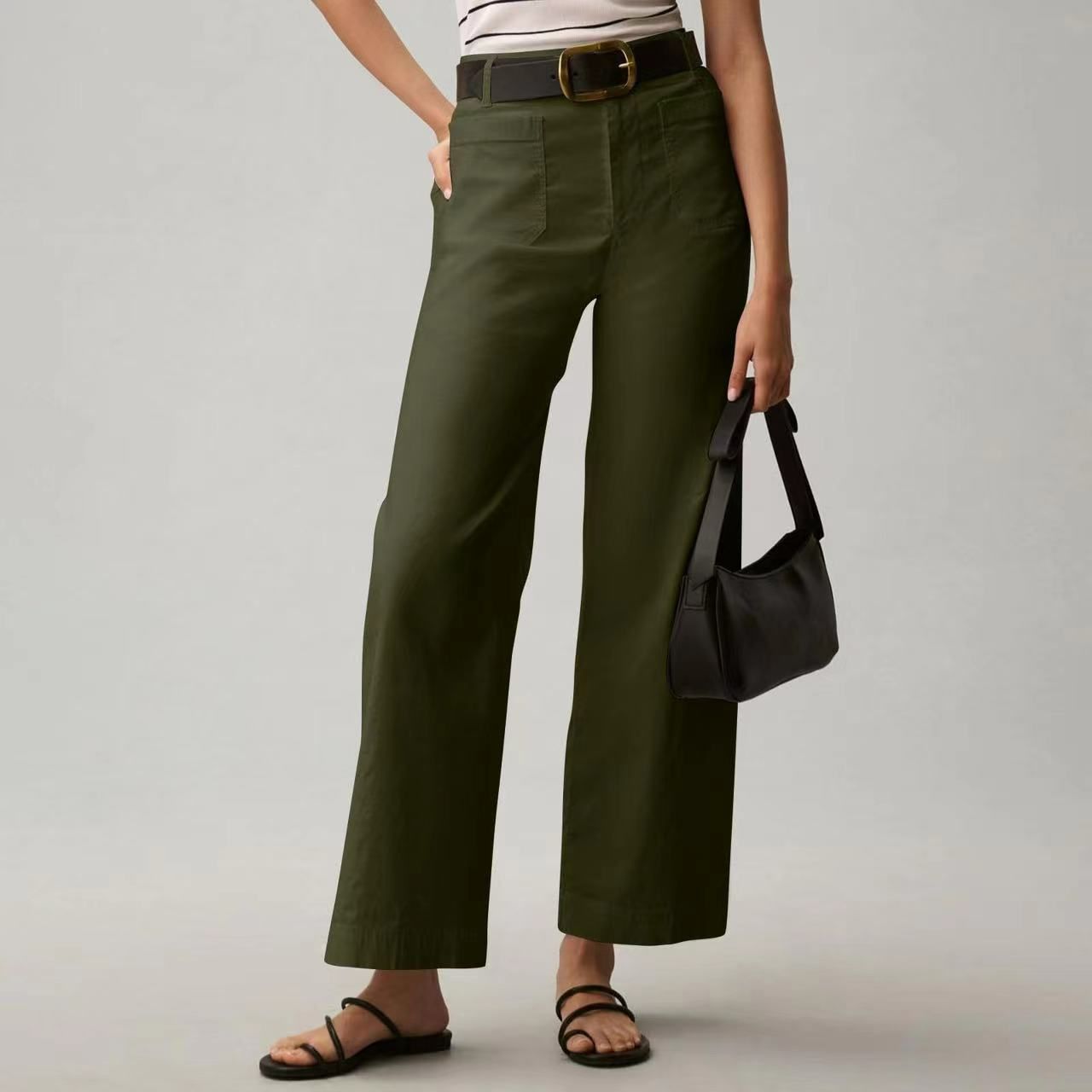 Plus Size High Waisted Slimming Solid Color Suit Pants FitiqueFit